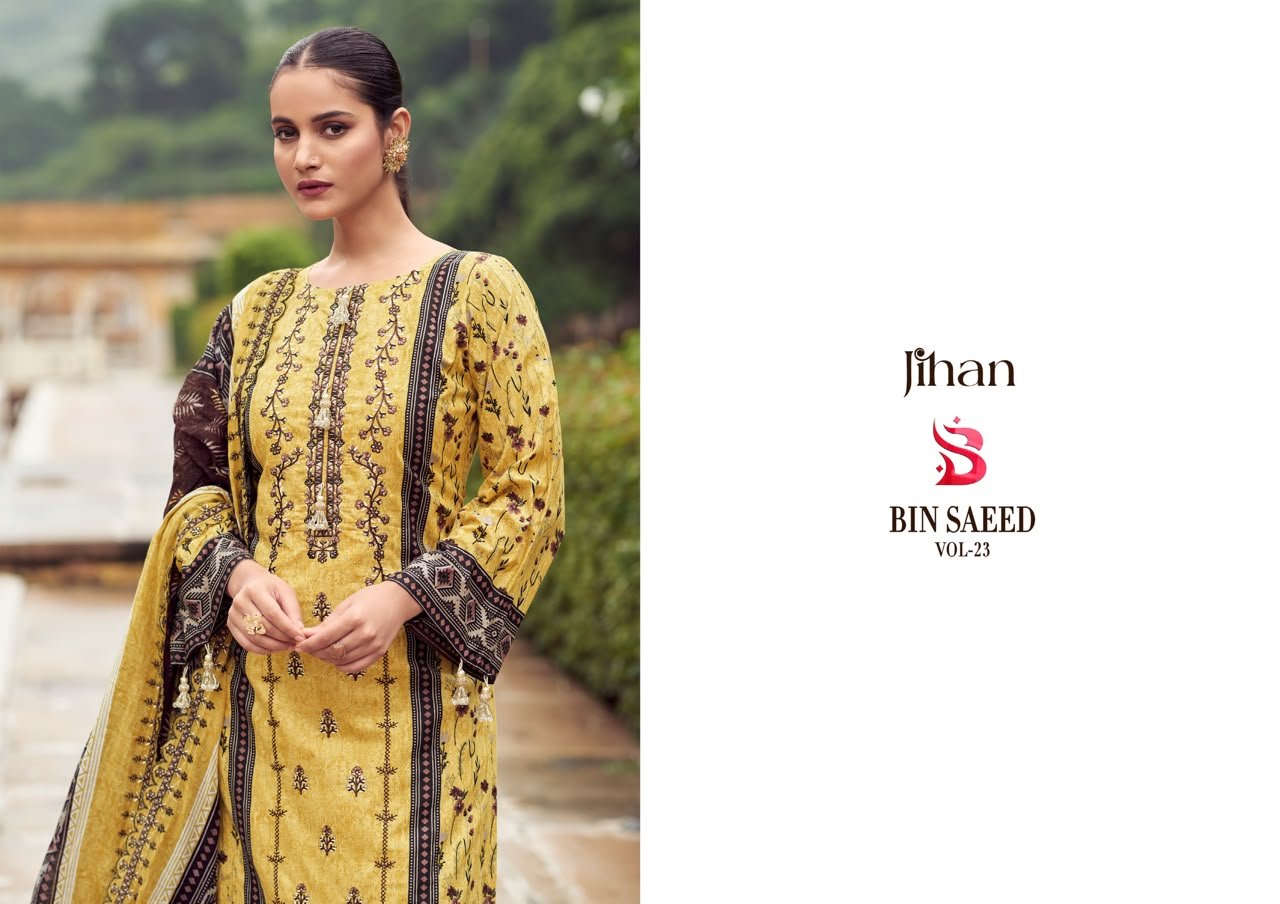 BIN SAEED LAWN COLLECTION VOL 23 JIHAN (cotton Dupatta) ( - Image 7