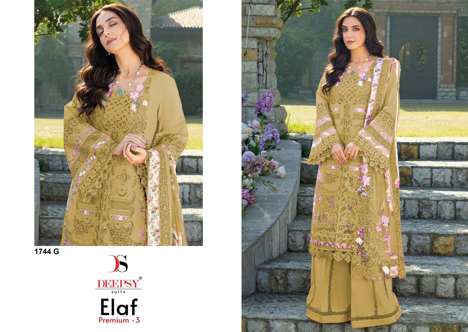 ELAF PREMIUM 3 LUXURY LAWN BY DEEPSY SUITS 1744 (Cotton Dupatta) - Image 3