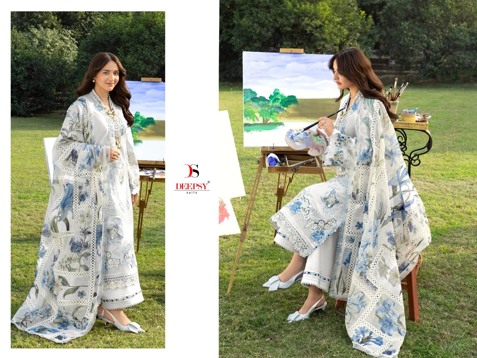 ELAF PREMIUM 8 LUXURY LAWN BY DEEPSY SUITS (Cotton Dupatta) - Image 11