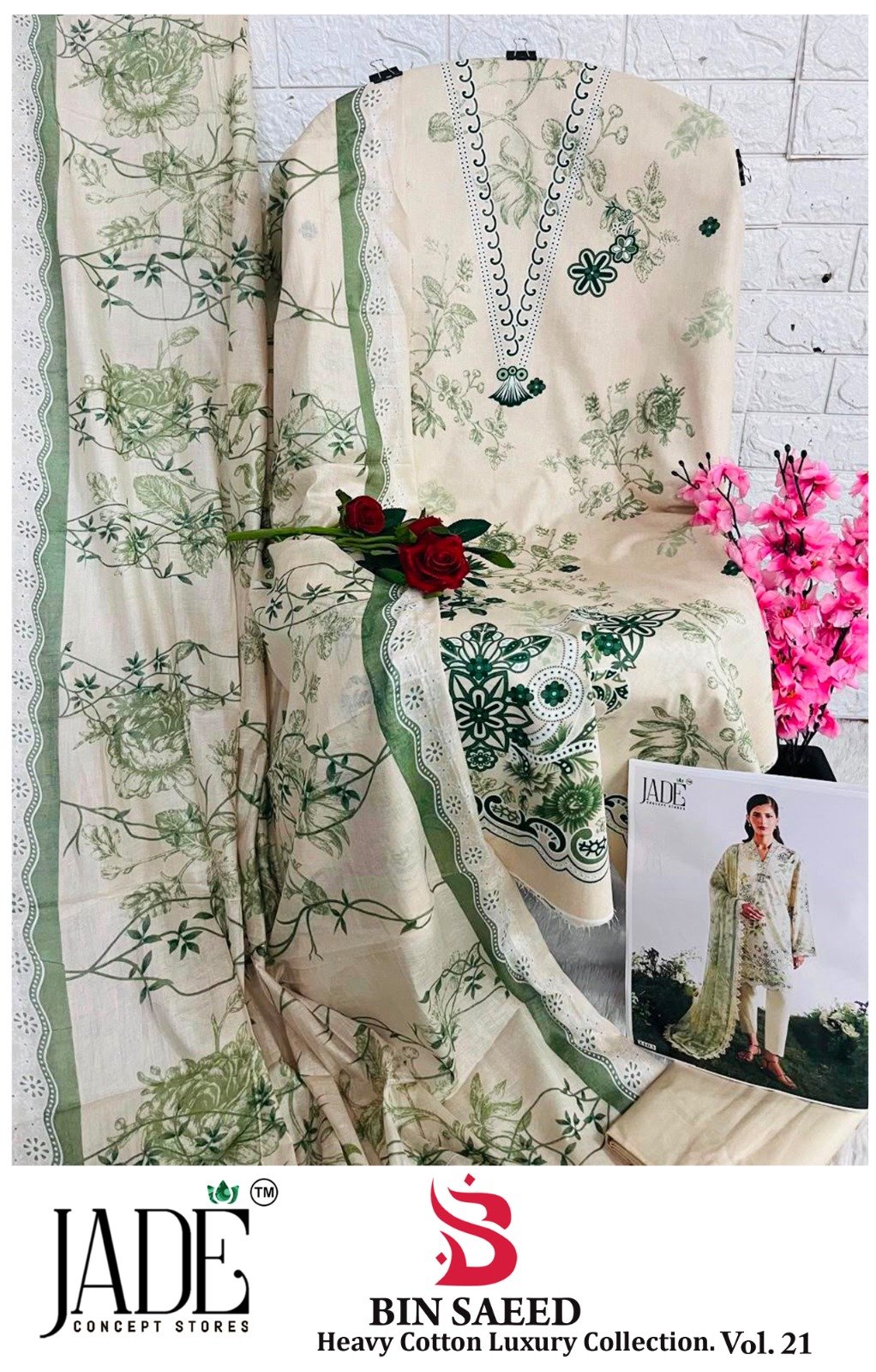 BIN SAEED EXCLUSIVE HEAVY COTTON COLLECTION VOL 21 JADE (Cotton Dupatta) - Image 10