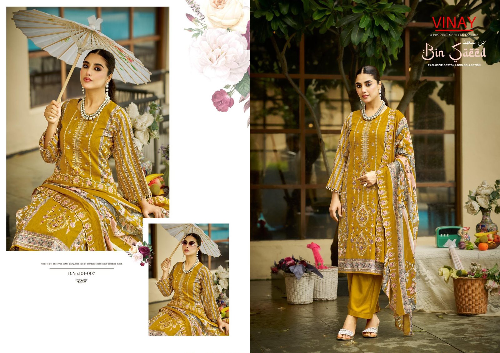 BIN SAEED LAWN VOL 1 VINAY (Cotton Dupatta) - Image 15