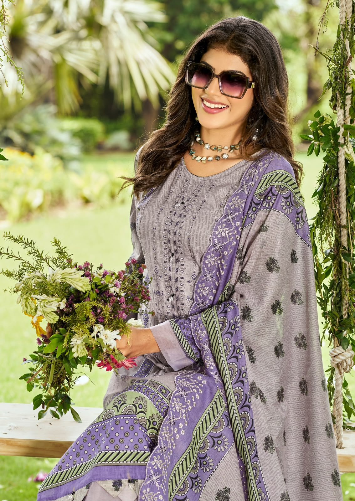 BIN SAEED VOL 5 COSMOS (Cotton Dupatta) - Image 15