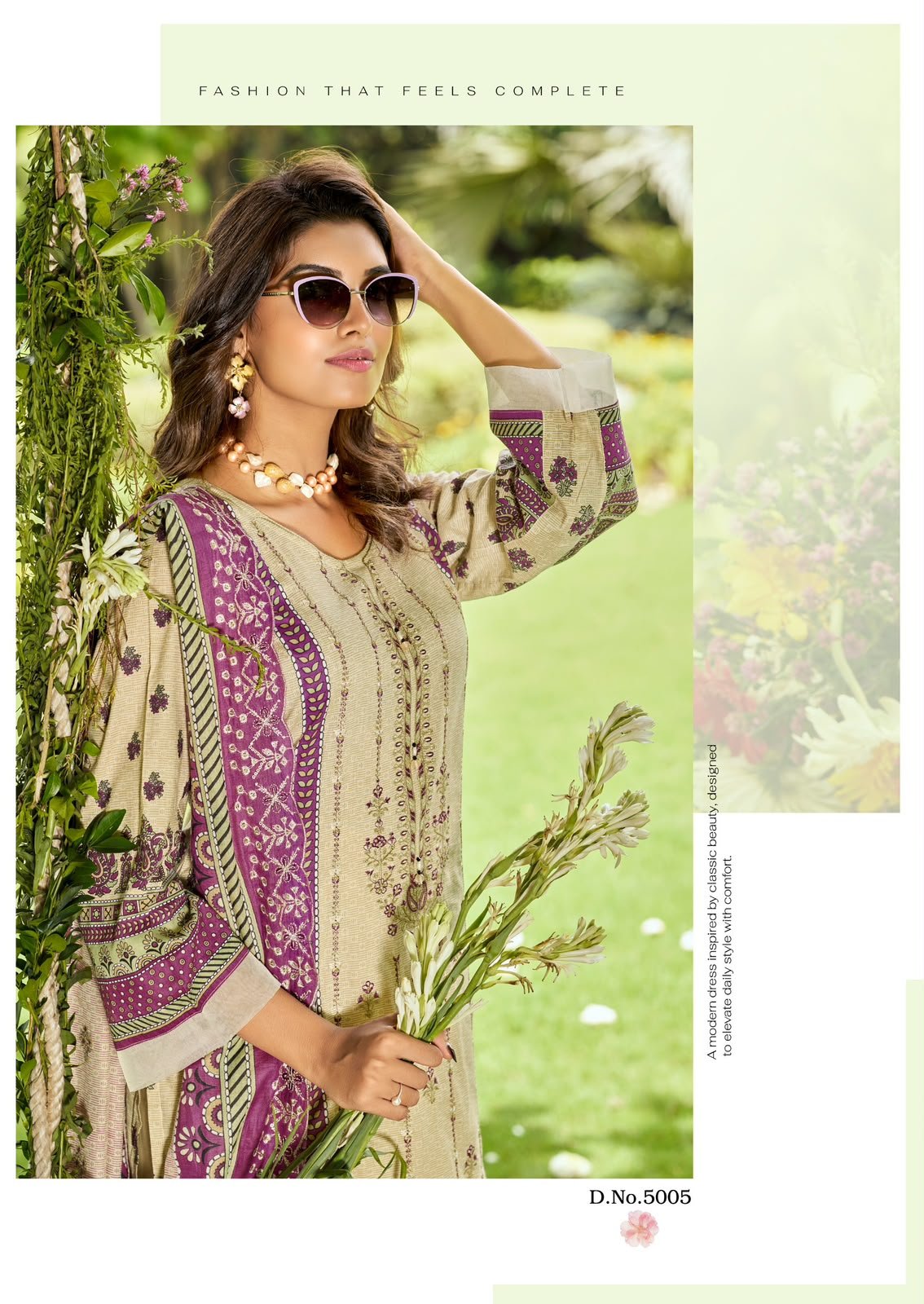 BIN SAEED VOL 5 COSMOS (Cotton Dupatta) - Image 8