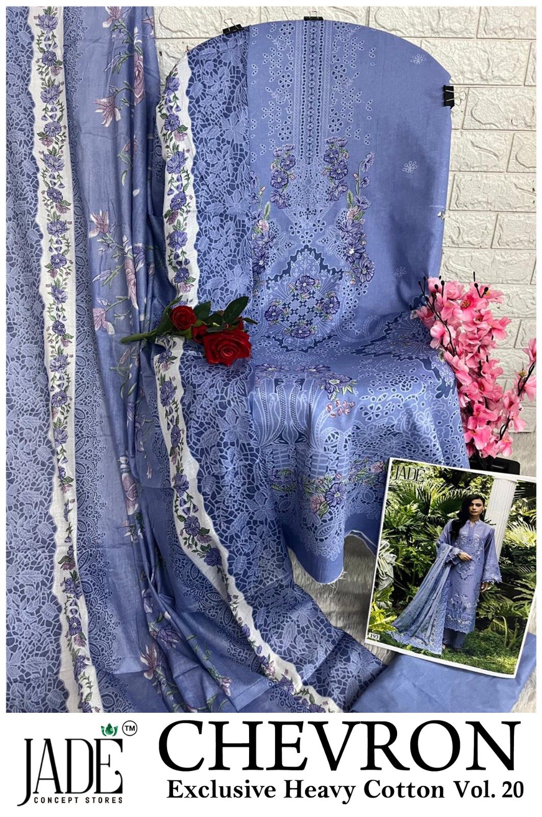 CHEVRON EXCLUSIVE HEAVY COTTON VOL 20 JADE (Cotton Dupatta) - Image 3