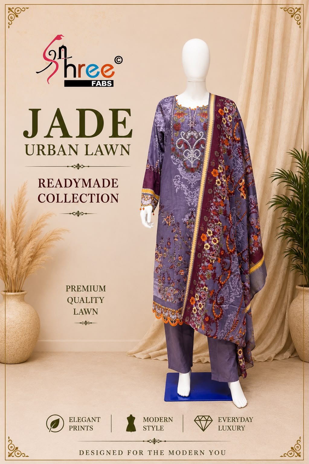 JADE URBAN LAWN READYMADE SHREE - Image 3
