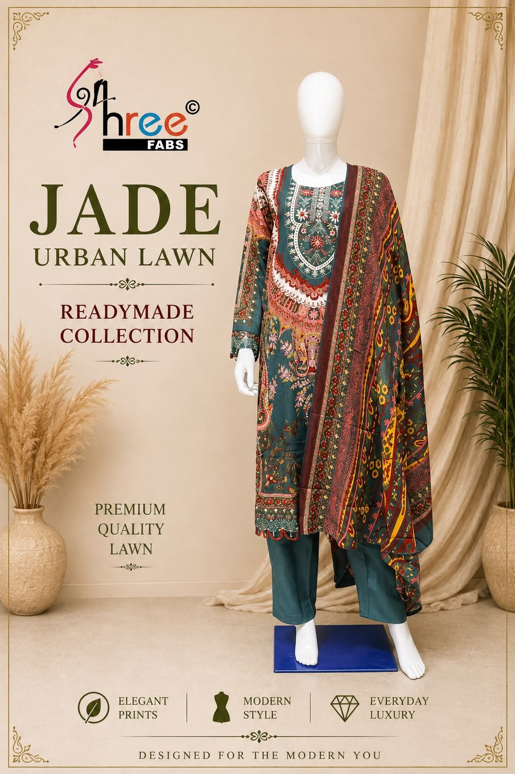 JADE URBAN LAWN READYMADE SHREE - Image 8