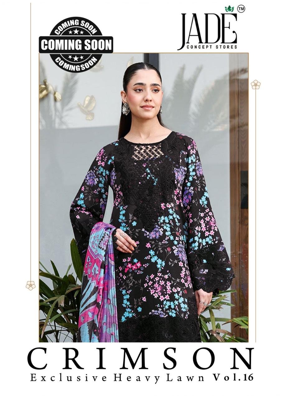 CRIMSON EXCLUSIVE HEAVY LAWN COLLECTION VOL 16 JADE (Cotton Dupatta) - Image 2