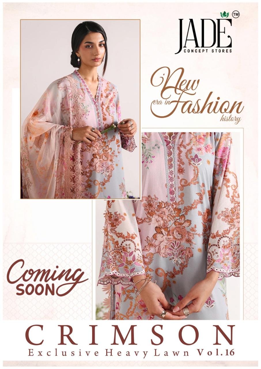 CRIMSON EXCLUSIVE HEAVY LAWN COLLECTION VOL 16 JADE (Cotton Dupatta) - Image 4