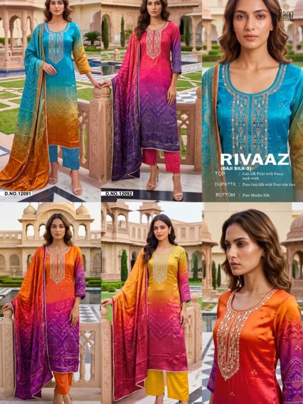 RIVAAZ GAJI SILK 3 RANG KESSI
