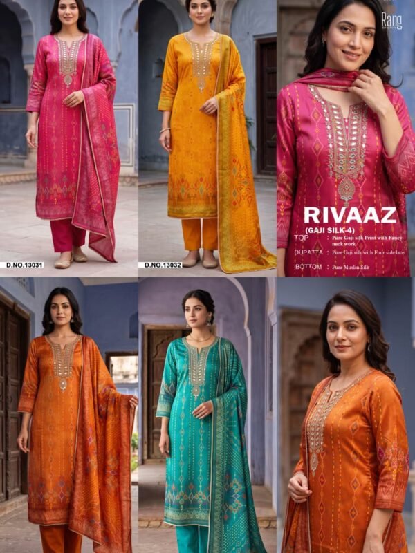 RIVAAZ GAJI SILK 4 RANG KESSI