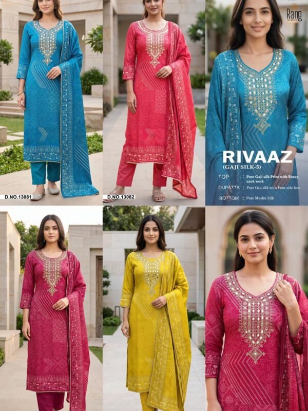 RIVAAZ GAJI SILK 5 RANG KESSI