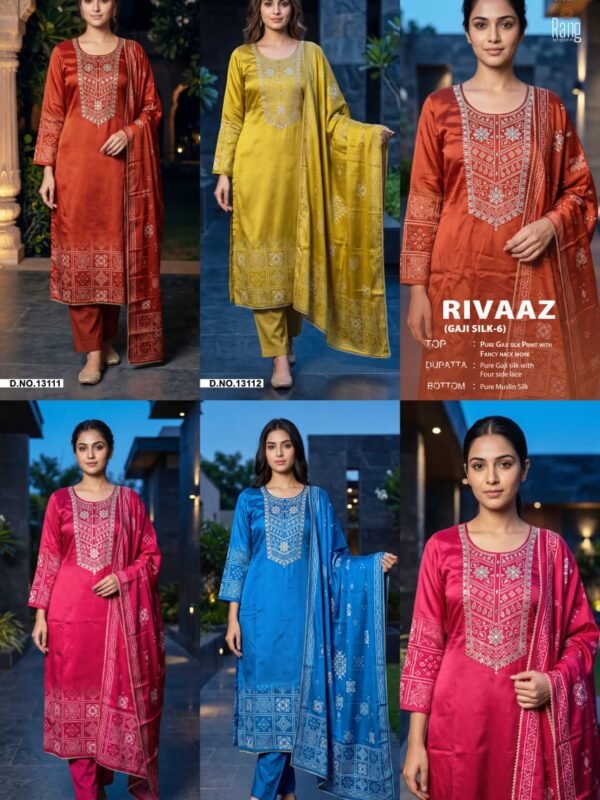 RIVAAZ GAJI SILK 6 RANG KESSI
