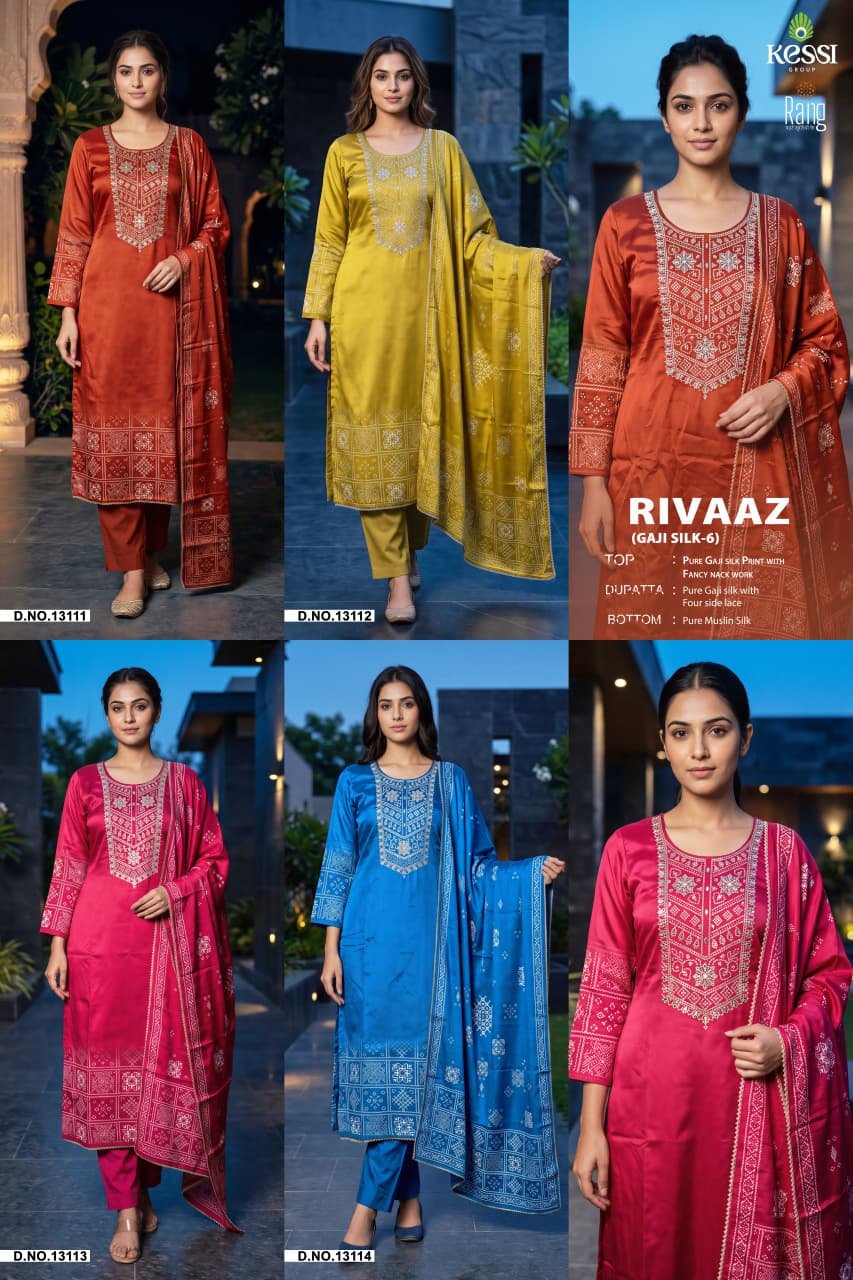 RIVAAZ GAJI SILK 6 RANG KESSI